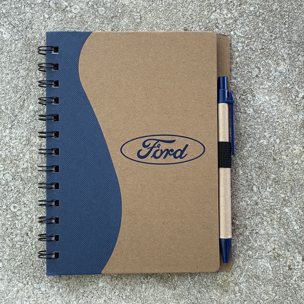 Ford Mini Spiral Notebook With Pen Blue Brown Recycled Materials Notes Journal